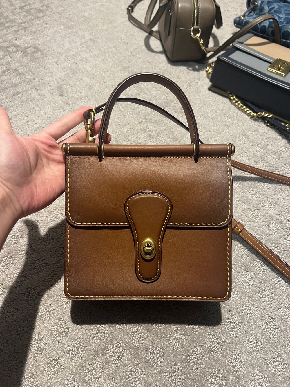 Coach Willis 18 Brown Leather Top-Handle Satchel with Gold Hardware
